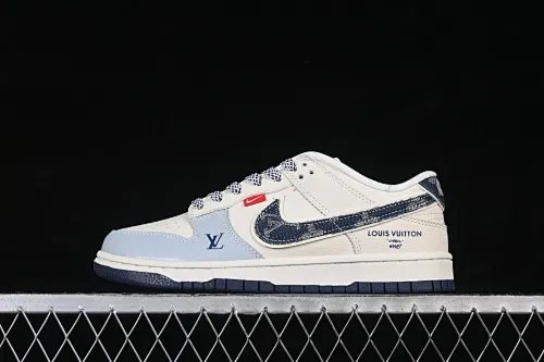 All categories Nk SB Dunk Series Nk SB Dunk Low High-end customized low-top sneakers Nike SB Dunk Low LV joint beige gray blue denim Anniversary high-end customized low-top casual sneakers DN3168-001